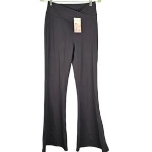 NWT Halara Womens Navy Blue High Waisted Crossover Super Flare Yoga Pants Large